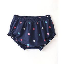 Babyhug 100% Cotton Full Sleeves Frock With Bloomer Polka Dots Print - Pink & Navy Blue - Image 4