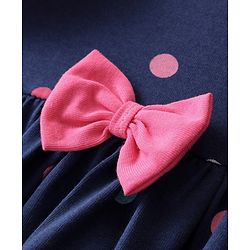 Babyhug 100% Cotton Full Sleeves Frock With Bloomer Polka Dots Print - Pink & Navy Blue - Image 6