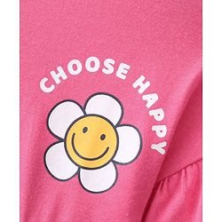 Babyhug 100% Cotton Full Sleeves Frock With Floral Print - Pink - Image 11