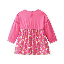 Babyhug 100% Cotton Full Sleeves Frock With Floral Print - Pink - Image 14