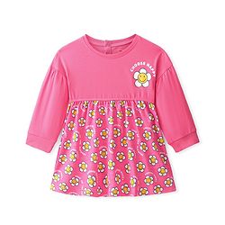 Babyhug 100% Cotton Full Sleeves Frock With Floral Print - Pink - Image 5