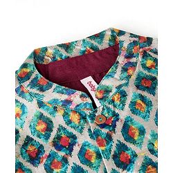 Babyhug 100% Cotton Full Sleeves Kurta Payjama Set With Waistcoat Kite Print - Purple & Blue - Image 23