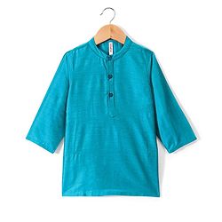 Babyhug 100% Cotton Full Sleeves Kurta & Pyjama Set With Jacket Pyramid Print - Blue - Image 5