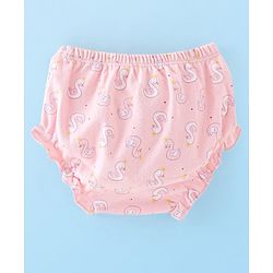 Babyhug 100% Cotton Half Sleeves Frock & Bloomer With Duck Print - Pink - Image 5