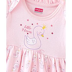 Babyhug 100% Cotton Half Sleeves Frock & Bloomer With Duck Print - Pink - Image 6