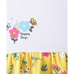 Babyhug 100% Cotton Half Sleeves Frock & Bloomer With Floral Print - Yellow - Image 7