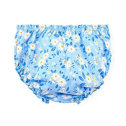 Babyhug 100% Cotton Knit Frill Sleeves Frock with Bloomers & Cap Floral Print - Blue - Image 5