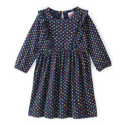 Babyhug 100% Cotton Knit Full Sleeves Frock & Bloomer With Polka Dots Print - Navy Blue - Image 16