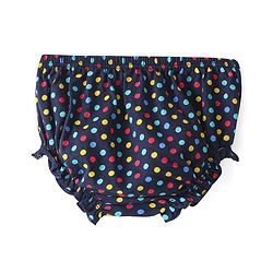 Babyhug 100% Cotton Knit Full Sleeves Frock & Bloomer With Polka Dots Print - Navy Blue - Image 19