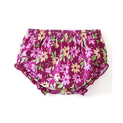 Babyhug 100% Cotton Knit Full Sleeves Frock with Bloomer Floral Print - Pink & Purple - Image 4