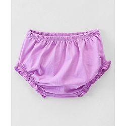 Babyhug 100% Cotton Knit Full Sleeves Frock With Bloomer Smiley Print - Purple - Image 4