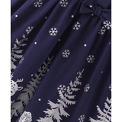 Babyhug 100% Cotton Knit Full Sleeves Frock With Bloomer With Winter Theme Print - Navy Blue - Image 16