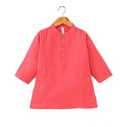 Babyhug 100% Cotton Knit Full Sleeves Kurta Pyjama Set with Printed Jacket - Peach - Image 45