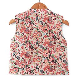 Babyhug 100% Cotton Knit Full Sleeves Kurta Pyjama Set with Printed Jacket - Peach - Image 64