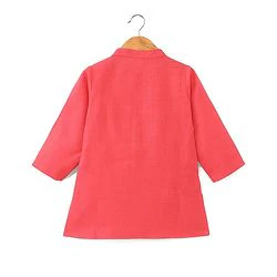 Babyhug 100% Cotton Knit Full Sleeves Kurta Pyjama Set with Printed Jacket - Peach - Image 66