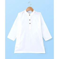 Babyhug 100% Cotton Knit Full Sleeves Kurta Pyjama Set with Printed Waistcoat - Pink & White - Image 4