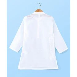 Babyhug 100% Cotton Knit Full Sleeves Kurta Pyjama Set with Printed Waistcoat - Pink & White - Image 5