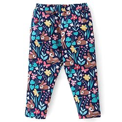 Babyhug 100% Cotton Knit Full Sleeves Solid Colour Frill Detailing Top With Floral Print  Pant Set - Pink & Navy Blue - Image 4