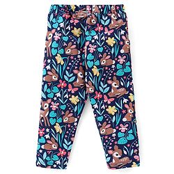 Babyhug 100% Cotton Knit Full Sleeves Solid Colour Frill Detailing Top With Floral Print  Pant Set - Pink & Navy Blue - Image 5