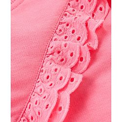 Babyhug 100% Cotton Knit Full Sleeves Solid Colour Frill Detailing Top With Floral Print  Pant Set - Pink & Navy Blue - Image 6