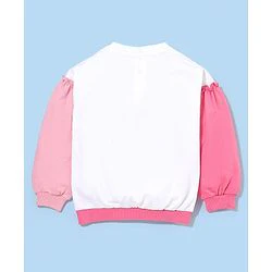 Babyhug 100% Cotton Knit Full Sleeves Top and Legging Set Butterfly Sequin Design - Pink & White - Image 3