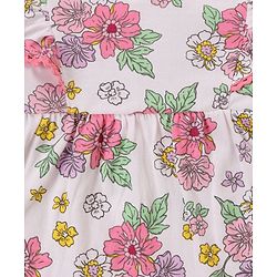 Babyhug 100% Cotton Knit Full Sleeves Top & Legging Set Floral Print - White & Pink - Image 12