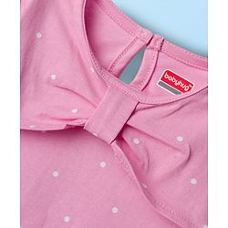 Babyhug 100% Cotton Knit Full Sleeves Top with Polka Dot Print - Pink - Image 4