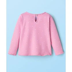 Babyhug 100% Cotton Knit Full Sleeves Top with Polka Dot Print - Pink - Image 7