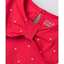 Babyhug 100% Cotton Knit Full Sleeves Top with Polka Dot Print - Red - Image 3