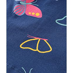 Babyhug 100% Cotton Knit Half Sleeves Butterfly Print Top with Frill Detailing & Leggings Set - Multicolour - Image 12
