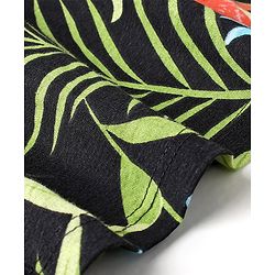 Babyhug 100% Cotton Knit Half Sleeves Frock with Tropical Print - Multicolour - Image 3