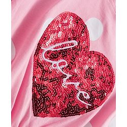 Babyhug 100 % Cotton Knit Half Sleeves Top with Polka Dot & Sequined Heart - Pink - Image 4