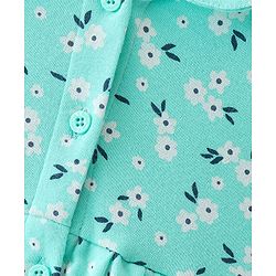 Babyhug 100% Cotton Knit Half Sleeves With Floral Print - Sea Green - Image 3