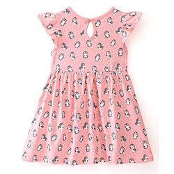 Babyhug 100% Cotton Knit Short Sleeves Frock With Penguin Print Pack Of 3 - Pink Peach & Blue - Image 3