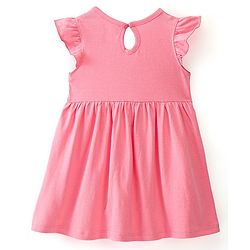 Babyhug 100% Cotton Knit Short Sleeves Frock With Penguin Print Pack Of 3 - Pink Peach & Blue - Image 5