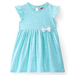 Babyhug 100% Cotton Knit Short Sleeves Frock With Penguin Print Pack Of 3 - Pink Peach & Blue - Image 6