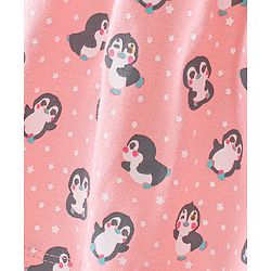 Babyhug 100% Cotton Knit Short Sleeves Frock With Penguin Print Pack Of 3 - Pink Peach & Blue - Image 8