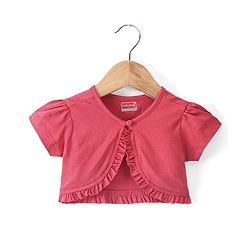 Babyhug 100% Cotton Poplin Knit Half Sleeves Shrug with Frock Floral Print - Navy Blue - Image 5