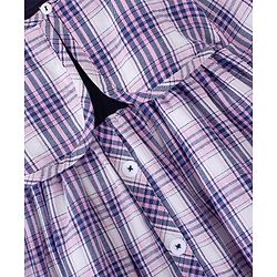 Babyhug 100% Cotton Single Jersey Knit Full Sleeves Yarn Dyed Checkered Frock With Attached Shrug - Purple Blue & White - Image 12