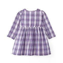 Babyhug 100% Cotton Single Jersey Knit Full Sleeves Yarn Dyed Checkered Frock With Attached Shrug - Purple Blue & White - Image 5