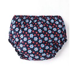 Babyhug 100% Cotton Single Jersey Knit Half Sleeves Frock With Bloomer Floral Print - Navy Blue - Image 11