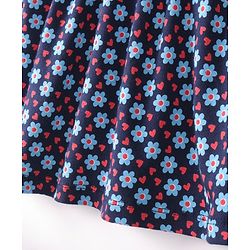 Babyhug 100% Cotton Single Jersey Knit Half Sleeves Frock With Bloomer Floral Print - Navy Blue - Image 12