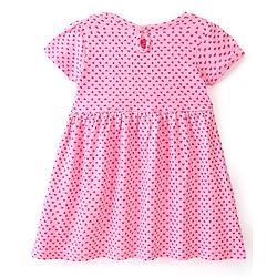 Babyhug 100% Cotton Single Jersey Knit Half Sleeves Frock With Bloomer Heart Print - Multiprint - Image 3