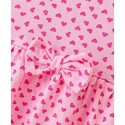 Babyhug 100% Cotton Single Jersey Knit Half Sleeves Frock With Bloomer Heart Print - Multiprint - Image 6