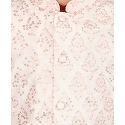 Babyhug 100% Cotton Woven Full Sleeves Cambric Kurta Pyjama Set With Mirror Embroided Jacket  -Red - Image 4