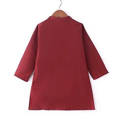 Babyhug 100% Cotton Woven Full Sleeves Cambric Kurta Pyjama Set With Mirror Embroided Jacket  -Red - Image 7