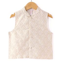 Babyhug 100% Cotton Woven Full Sleeves Cambric Kurta Pyjama Set With Mirror Embroided Jacket  -Red - Image 8