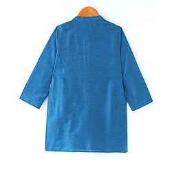 Babyhug 100% Cotton Woven Full Sleeves Kurta & Pyjama Set With Mirror Embroidered Jacket - Navy Blue - Image 11