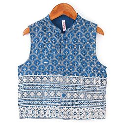 Babyhug 100% Cotton Woven Full Sleeves Kurta & Pyjama Set With Mirror Embroidered Jacket - Navy Blue - Image 12