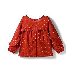 Babyhug 100% Cotton Woven Top with Polka Dot & Frill Detailing- Rust Orange - Image 6